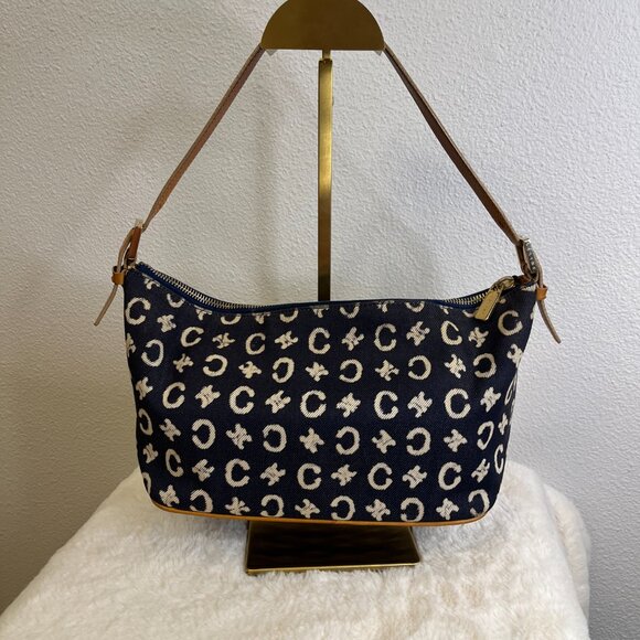 Celine Macadam C Blue Canvas Shoulder Bag - Picture 2 of 16